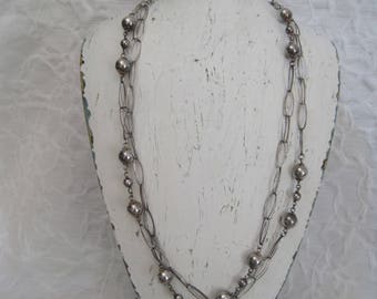 Sterling Silver 925 Extra Long 24" Necklace Link Ball Made in Italy Milor