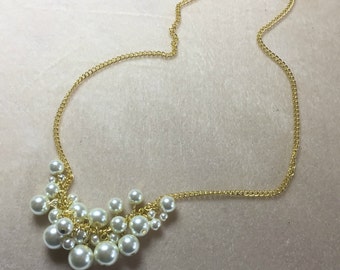 Chunky Pearl necklace, Cream pearl necklace, loaded pearl necklace, pearl bib necklace, statement necklace, collar necklace