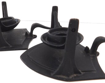 Pair of Vintage CAST IRON Swivel Candle Holders