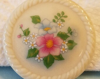 Vintage Avon Porcelain brooch with flowers, Avon Brooch, Avon