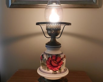 White Hurricane Lamp with Glass Chimney Needs White Shade