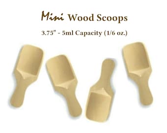 12 Wooden Mini 3.75" Scoops Excellent for Sugar Scrub, Salt Scrub, Candy Buffet, Coffee, Party Favors, Wedding Favors Natural, Eco-Friendly
