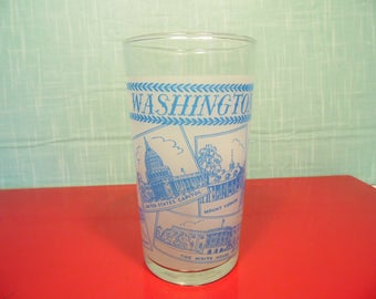 Vintage Libbey Washington DC Frosted Glass - District Of Columbia - 8 Oz