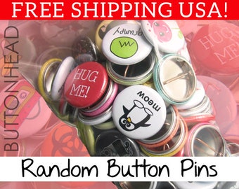 Random Buttons Pins Mix – 1” Mini Bulk Resale Wholesale Loose Lot