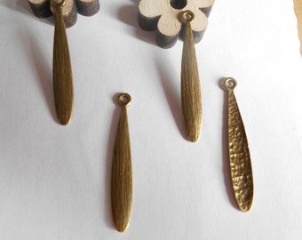 x 4 Teardrop pendants bronze 39 x 6 mm