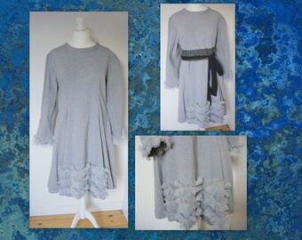 Flared dress ruffled cotton L