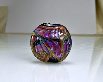 Black Pink Glass Lampwork Focal Bead SRA Glass Beads