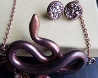 Serpent Pendant and Earring Set