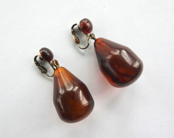 Large Apple Juice Bakelite Drop Earrings