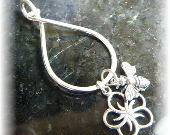 Unique Sterling Silver Modern Teardrop Thick Smooth Locking Medium Charm Holder for Your Own Charms - Handmade to Order
