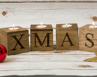 Wohnkultur Merry & Bright Kerze Halter aus Holz Weihnachten Kerzen Halter Weihnachten Weihnachtsschmuck Weihnachten Holzschild