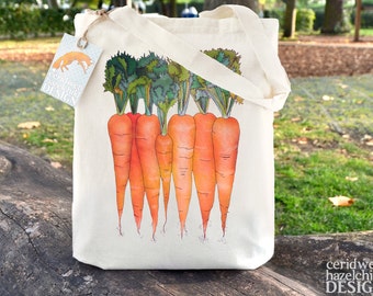 Carrots Tote Bag, Ethically Produced Reusable Shopper Bag, Farmers Market Bag, Cotton Tote, Shopping Bag, Eco Tote Bag, Reusable Grocery Bag