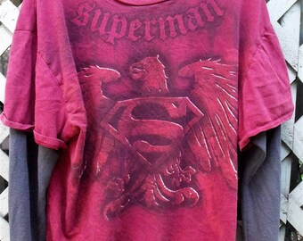 Superman T-Shirt/ Retro Superman Shirt/ 2-3X Shirt/ DC Comics T-Shirt/ Thrifted Clothing/ Vintage T-shirt/ Shabbyfab Funwear