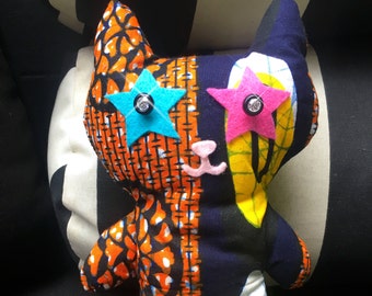 African Print Stuffed Animal Cat