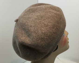 Woman's Wool Beret Hand Blocked 1930's Garbo Look Heather Brown