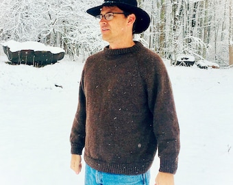 Wool Sweater - custom hand knit gray, blue, black, green, brown