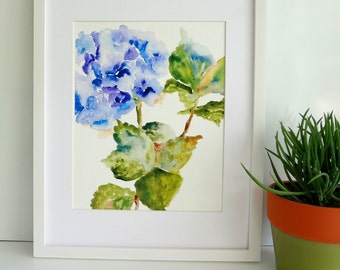 Hydrangea Watercolor, Print from Watercolor, 8x10, 11x14, Watercolor Flowers