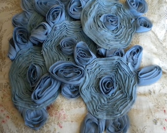 Steel Blue Soft Chiffon Poly Rosettes