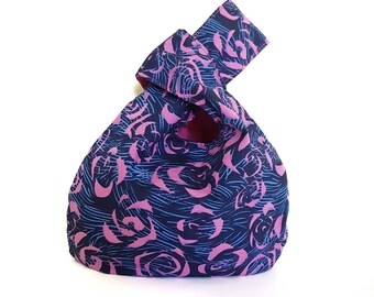 Project Bag, Project Bag for Knitting, Project Bag for Crochet, Knot Bag, Japanese Knot Bag, Wristlet, Fabric Wristlet, Gift for Knitter