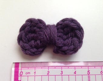 4 bowties purple aubergine wool and crochet