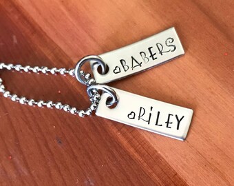 Hand Stamped Mother's Necklace- Stainless Steel- Custom Necklace with Child Names
