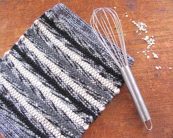 Baking Gift, Cooking Gift, Chef Gift, Baker Gourmet Food Lover Cook Foodie Gift, Black Gray White Handmade Artisan Woven Kitchen Pot Holder