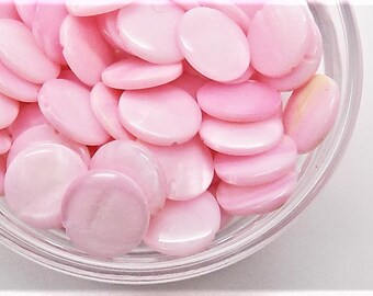 Pink shell coin beads; pretty in pink, smooth round coin beads, 10x2mm, 14pcs/3.20.