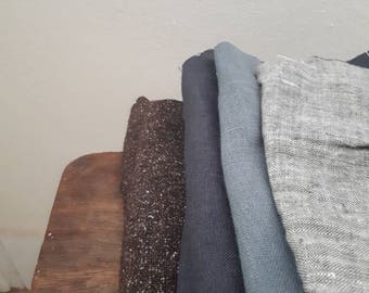 LINEN + WOOL FABRIC / mix bundle / remnants / runningthreads