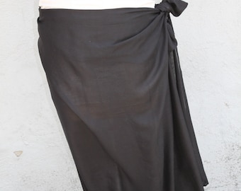 Black color-Pareo-solid color-full and half sized-rayon- sarong, pareau-fringeless or fringed , Tahitian dance costume