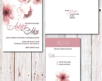 Cherry Blossom Wedding Invitation Suite