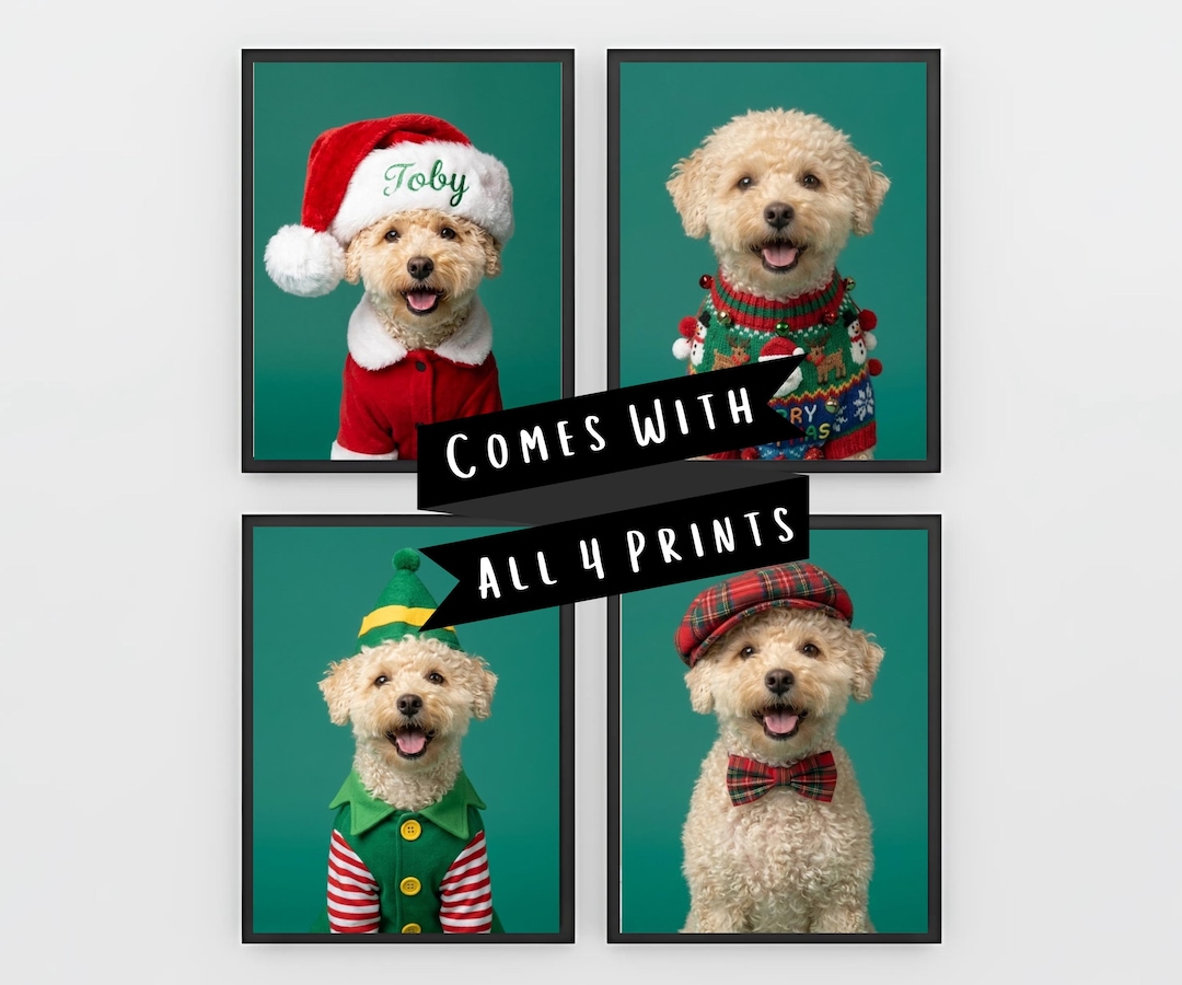 Custom Dog Christmas Portrait Set