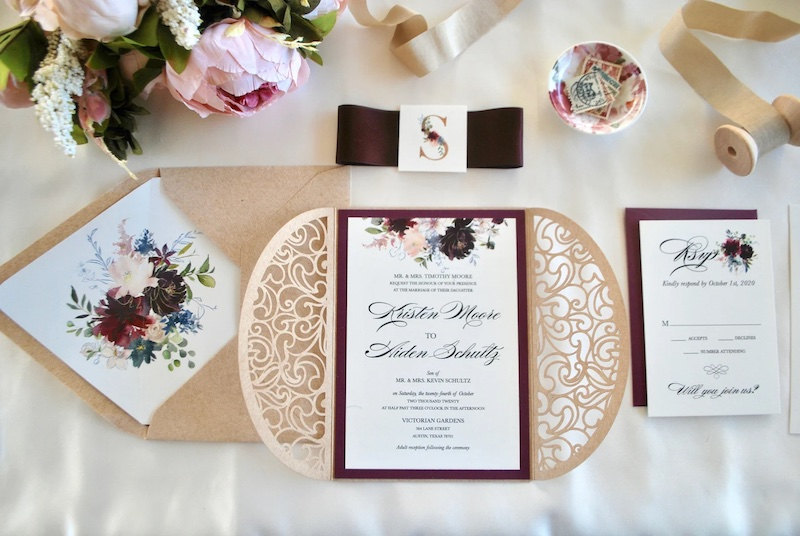 Unique gatefold wedding invitations from Etsy