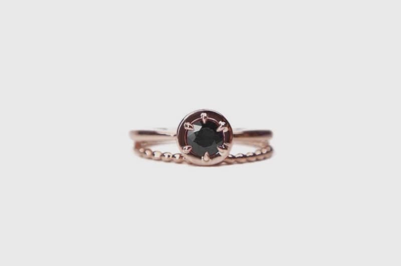 Rose gold black diamond engagement ring