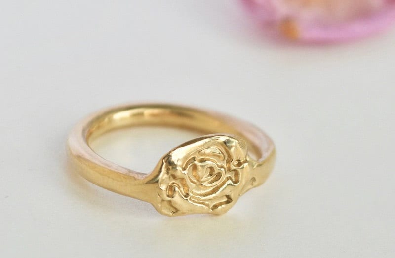 Golden anniversary gift idea - gold rose ring