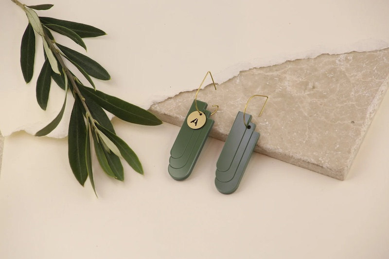 Initial earrings from Etsy seller kodesaccessories