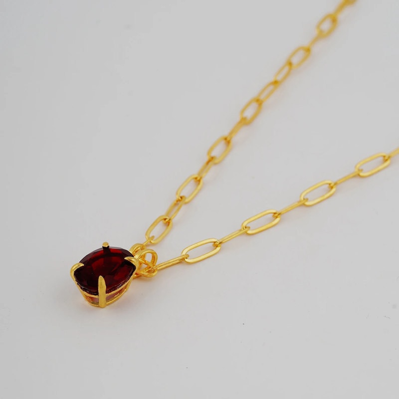 July Ruby birthstone gold pendant necklace
