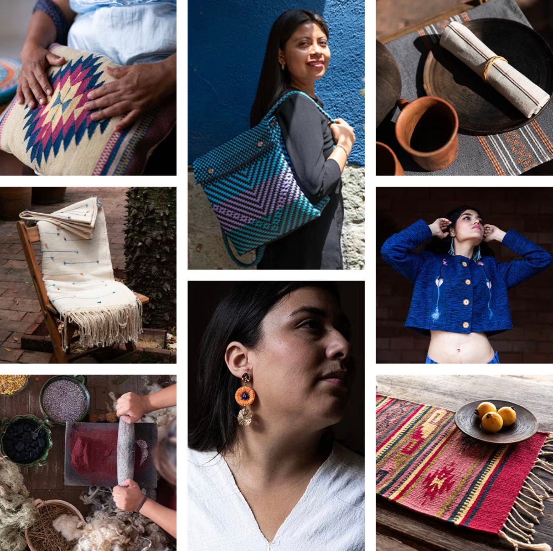 A colourful array of handwoven textiles and items made by artisans in Oaxaca