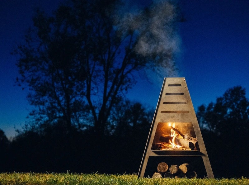 Chiminea-style fire pit from Etsy