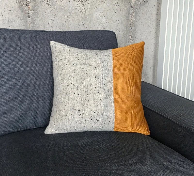 Marbled gray and copper pillow