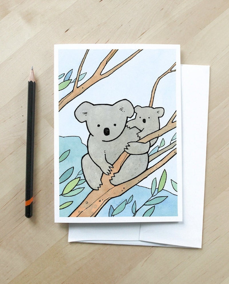 Koala Bear greeting card from Etsy
