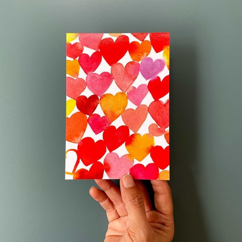 Heart-printed Valentine's Day card from Etsy