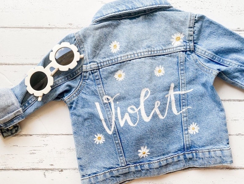 Personalized jean jacket for kids from Etsy