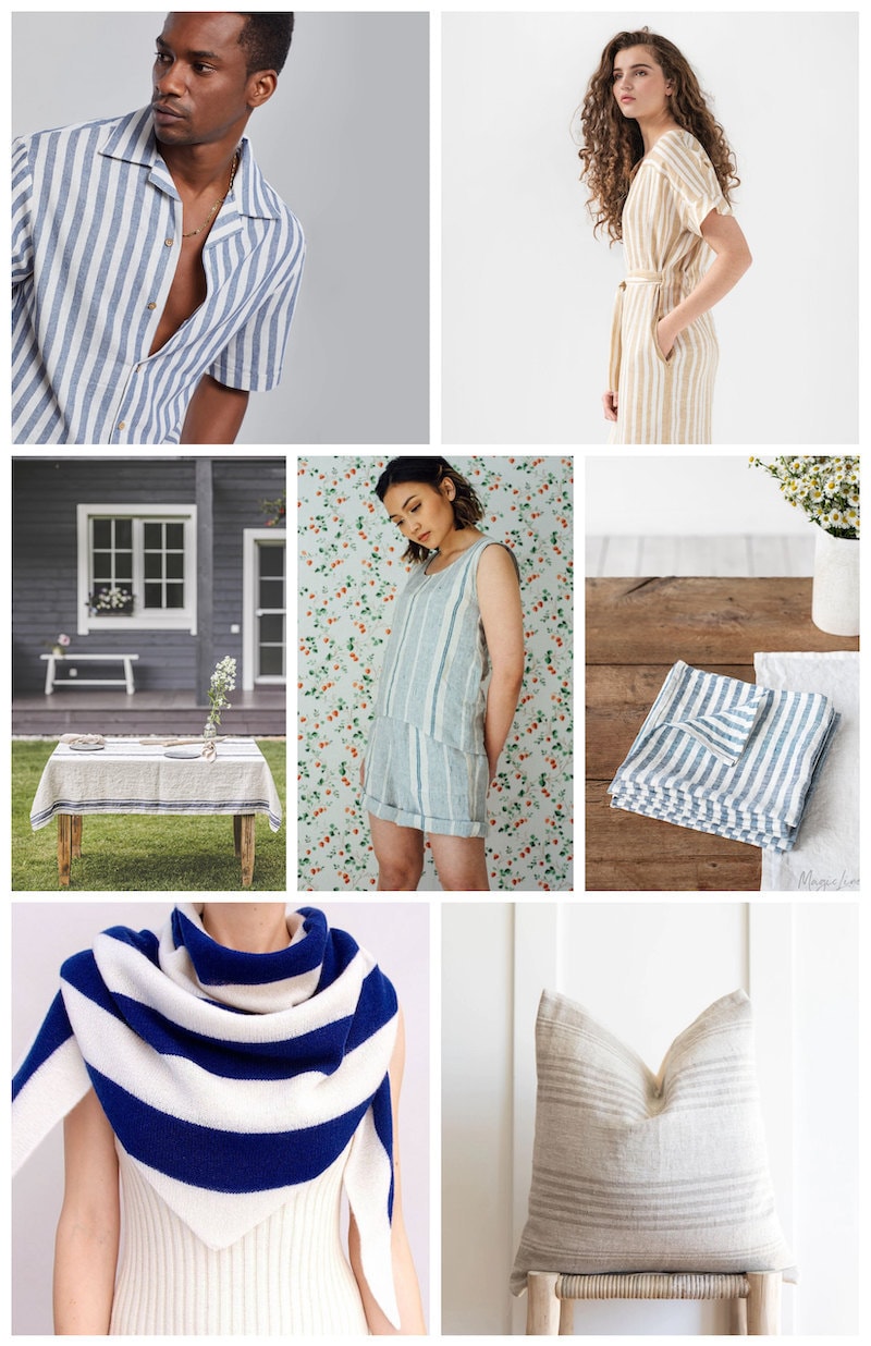 Coastal Grandmother Style: Striped Items from Etsy