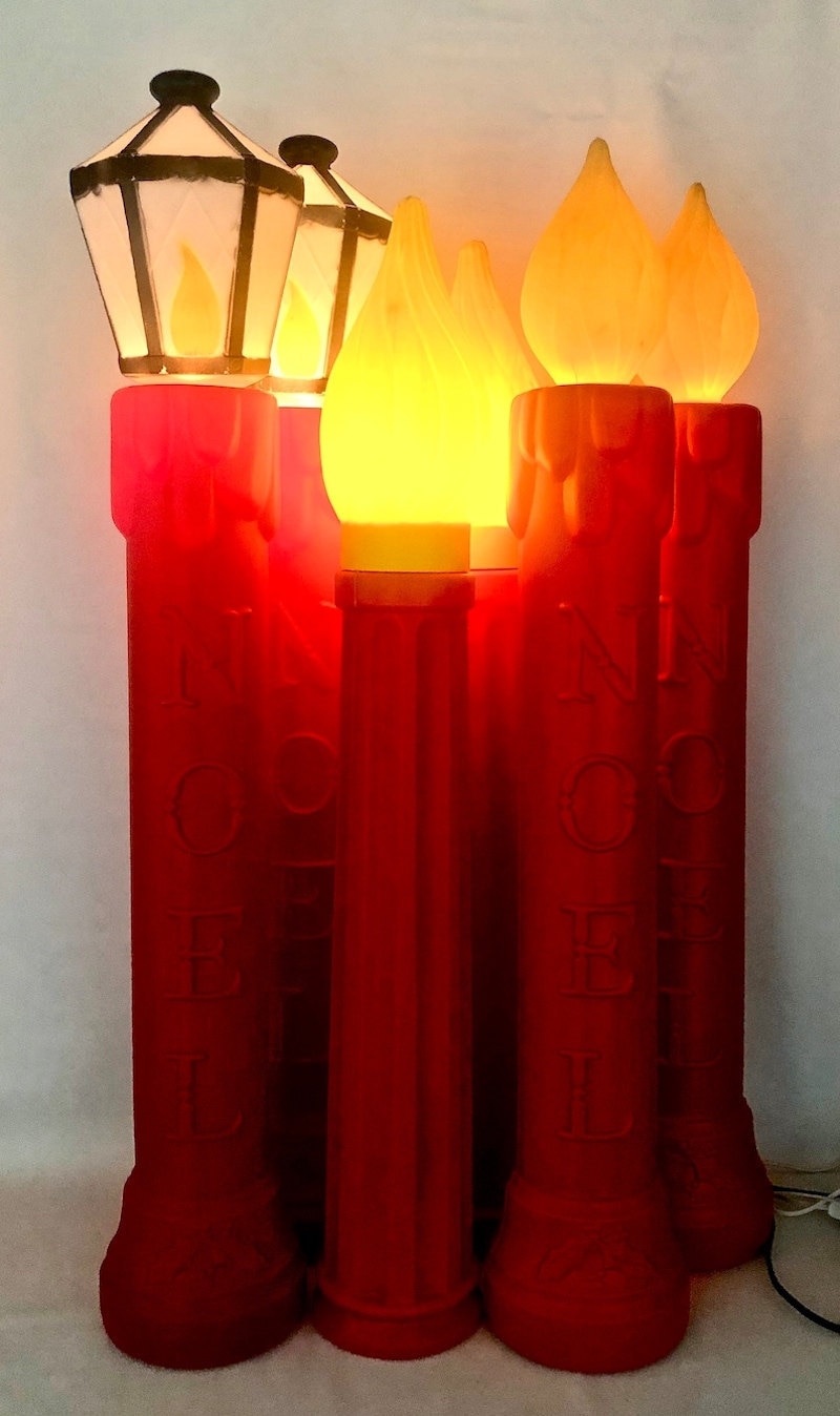 Vintage holiday candle blow molds.