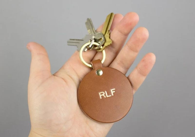 A monogrammed keychain thank you gift