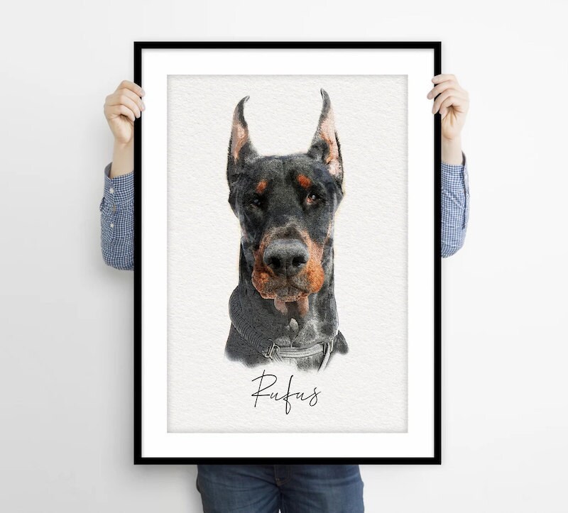 Custom pet portrait Father's Day gift idea from Etsy
