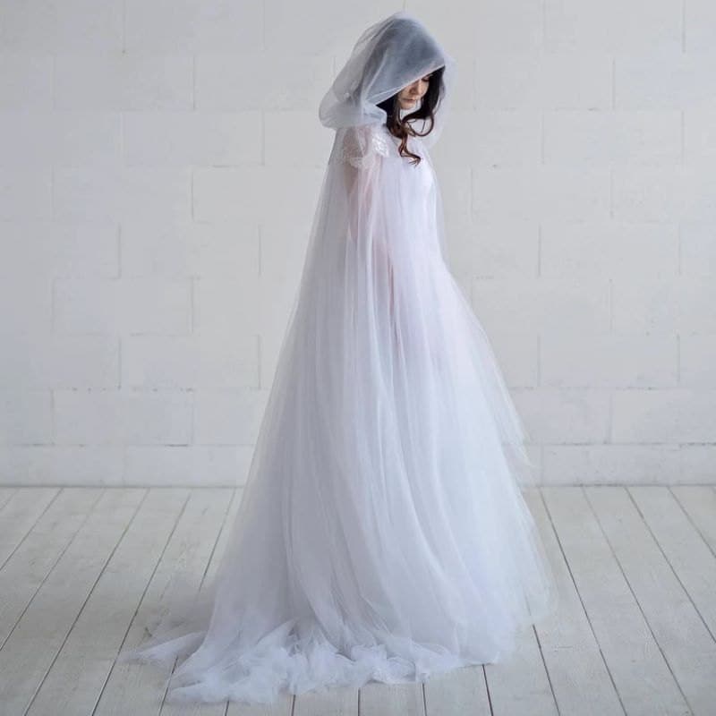 Tulle and chiffon bridal cloak