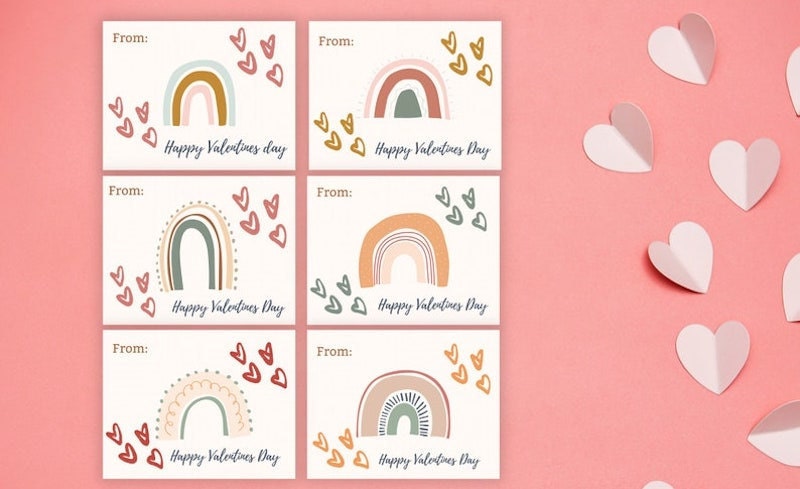 Printable school Valentines cards from Etsy