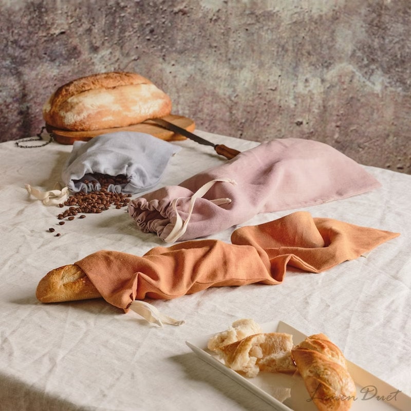 Linen bread bag housewarming gift idea