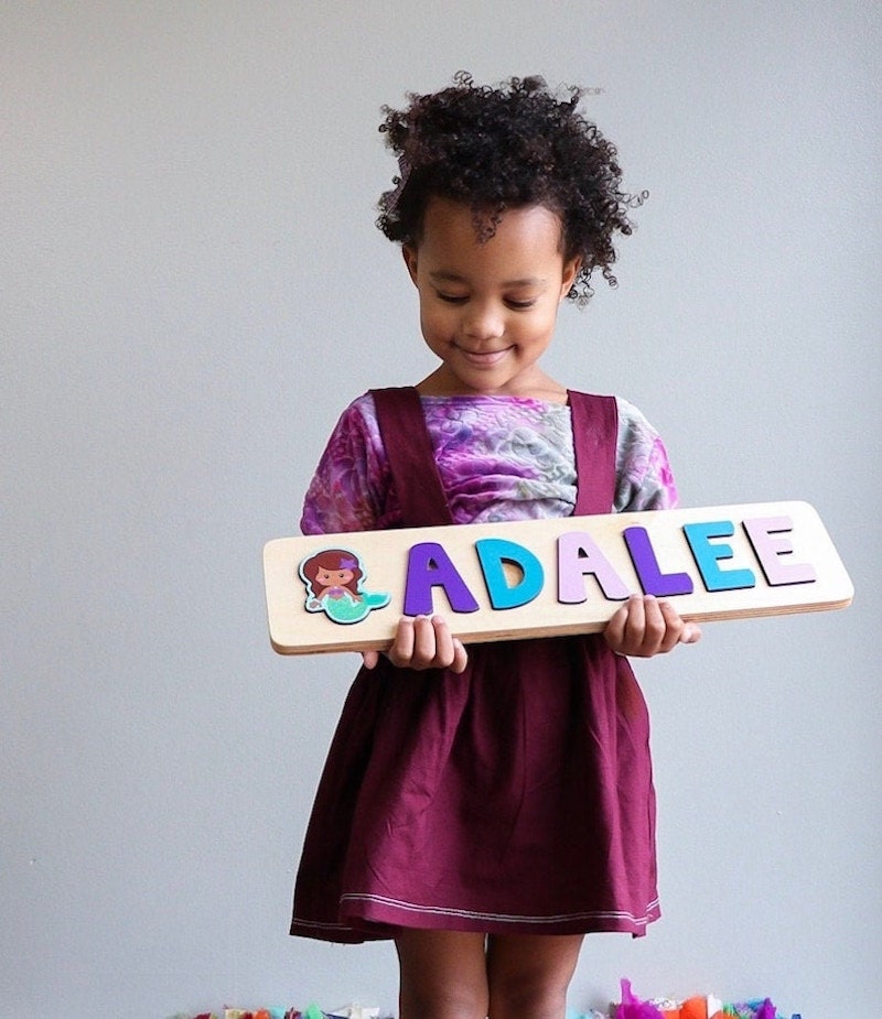 Personalized wood name puzzle for kids from Etsy